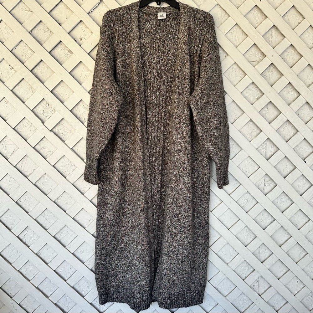 CAbi Coffee Shop Duster Cardigan Gray Multicolor Tinsel Knit Size Small